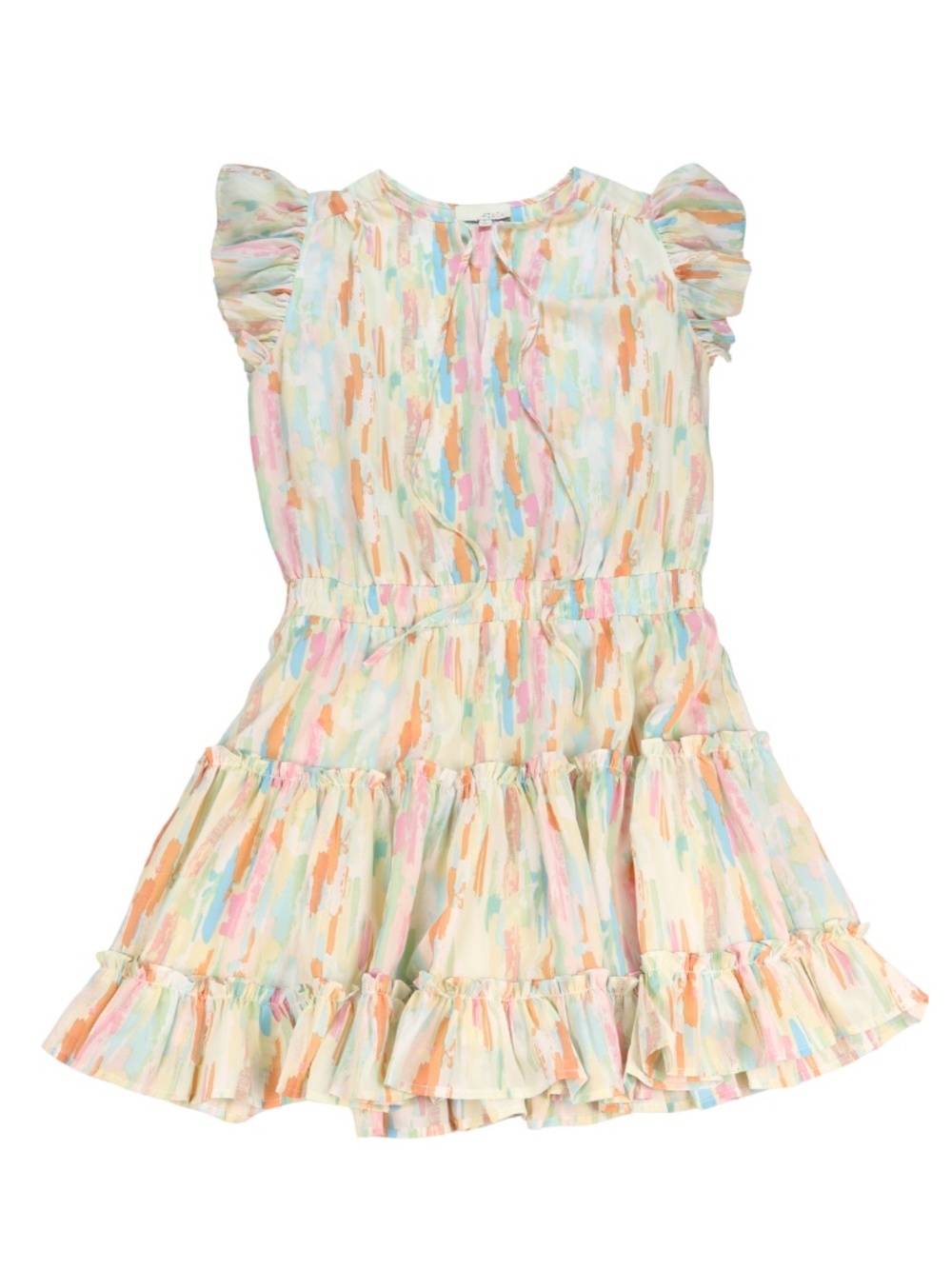 Pinch Pastel Abstract Ruffle Tiered Dress Size Large Cottagecore Feminine